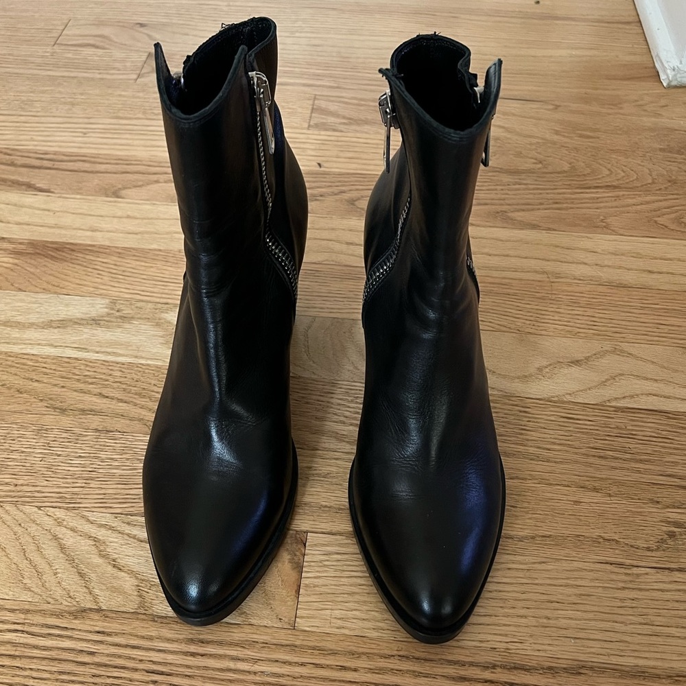 Vero cuoio black heel double zip ankle boots